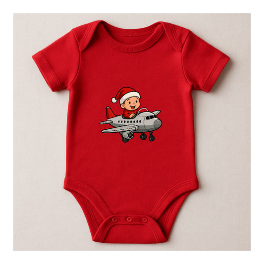 Long Sleeve Christmas Baby Bodysuit – Airplane Design | Kumy Kids®