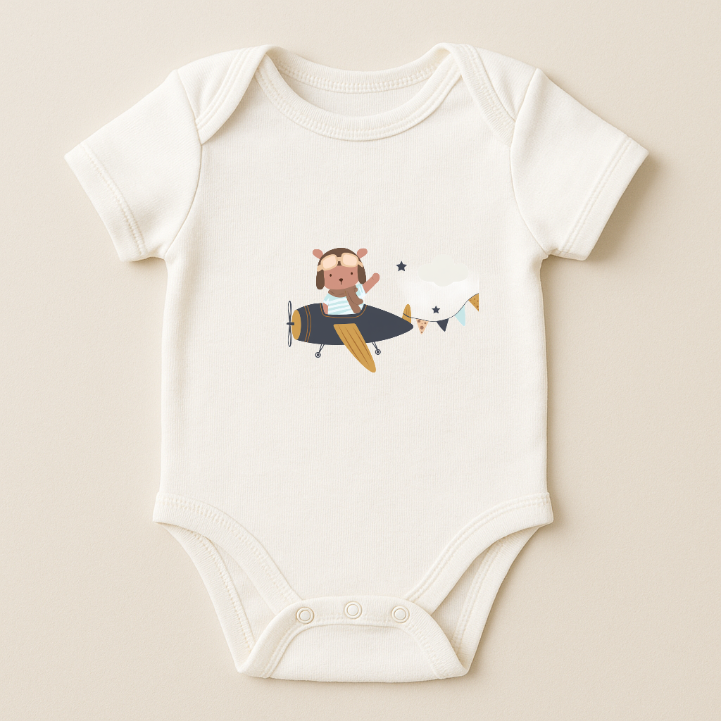 Short Sleeve "Baby Pilot" Bodysuit with Airplane Graphic – Kumy Kids® Aviation