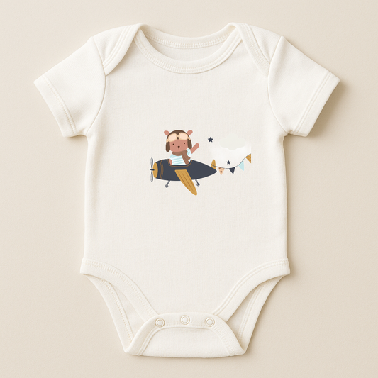 Short Sleeve "Baby Pilot" Bodysuit with Airplane Graphic – Kumy Kids® Aviation