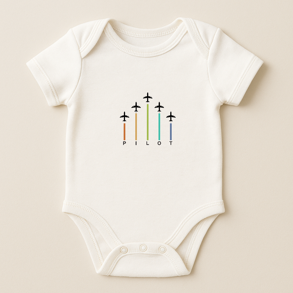 Short Sleeve “Flight Path” Organic Cotton Baby Bodysuit – Kumy Kids®