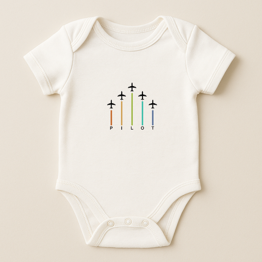 Short Sleeve “Flight Path” Organic Cotton Baby Bodysuit – Kumy Kids®